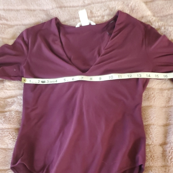 Women's Long Sleeve V-Neck Bodysuit - Purple - Picture 3 of 7